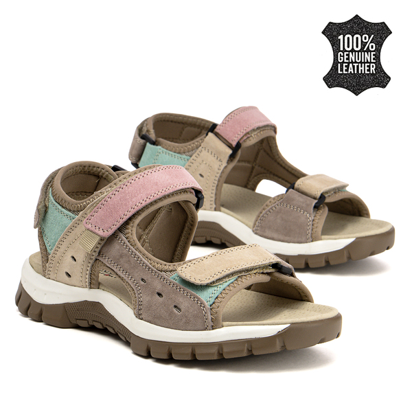 Дамски спортни сандали от естествена кожа - удобно прилягане, стабилна подметка, създадени за продължително носене през активни летни дни RS2012 beige