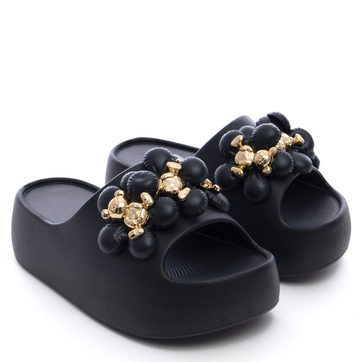Стилни чехли на дебела подметка с декоративни елементи BG181 black