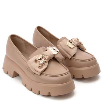 Стилни дамски обувки с декоративни елементи и удобна подметка за дълги разходки YES-3030-A beige