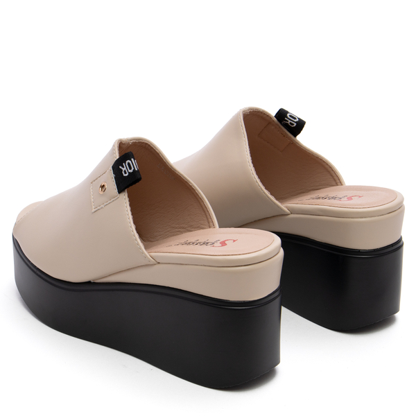 Дамски чехли на платформа с елегантен дизайн EK05 beige