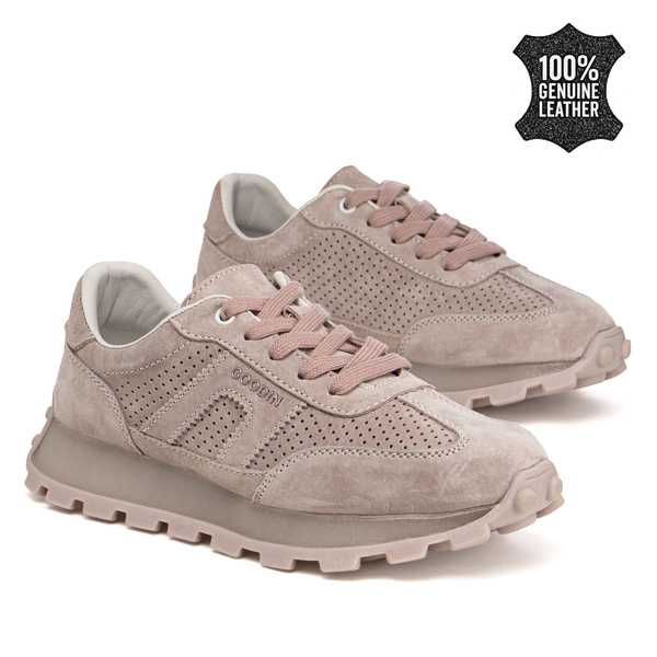 Дамски маратонки от естесвена кожа - модерна визия с изчистен дизайн и удобно усещане при ходене през целия ден XF237 pink