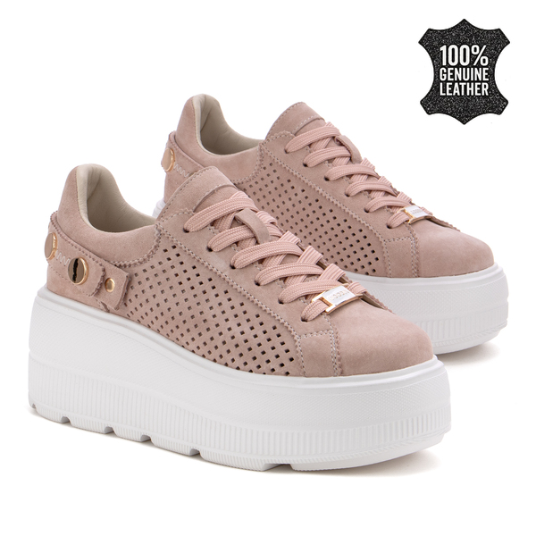 Дамски кецове от естествен велур – елегантен модел с внимание към детайла, стабилна подметка и отличителен външен вид XW1039 pink