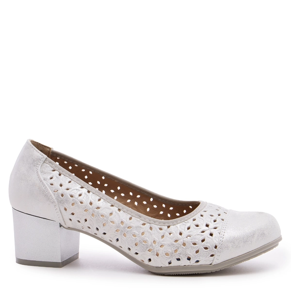 Дамски обувки на нисък ток YEHJ-236 silver