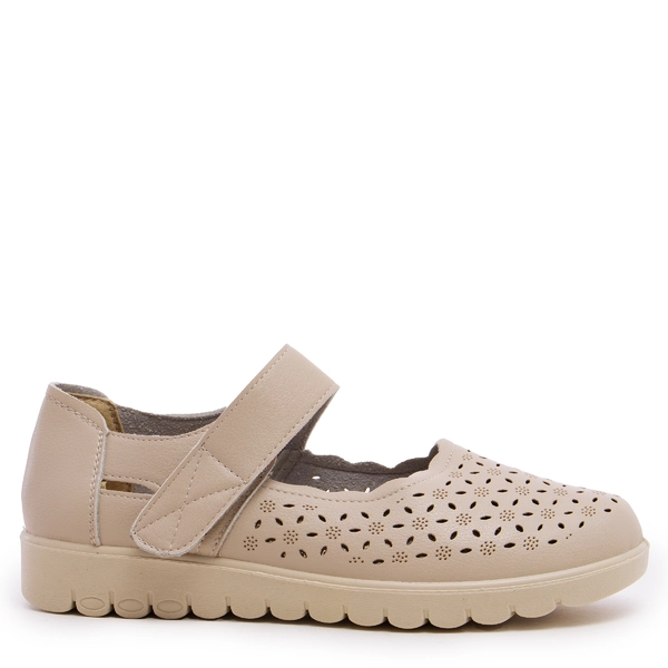 Дамски равни обувки с залепване HYZ-106 beige