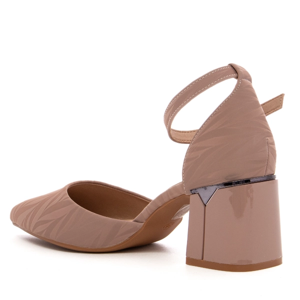 Дамски обувки на ток с каишка на глезена Q0-1639 pink