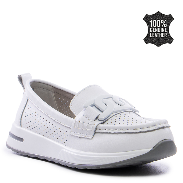 Дамски мокасини естествена кожа FT108 white
