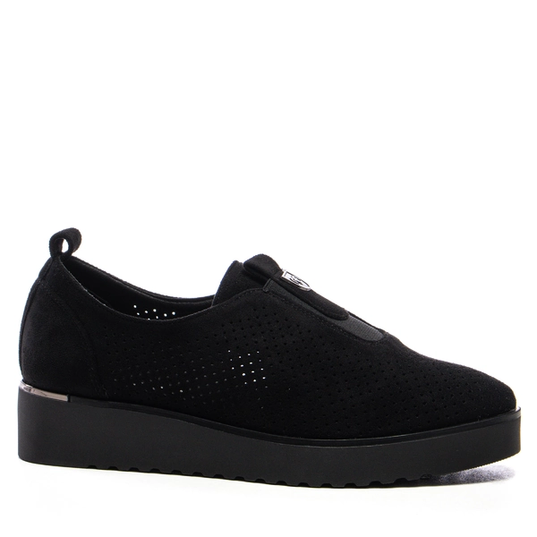 Дамски олекотени обувки на дебела подметка с ластик NS389 black