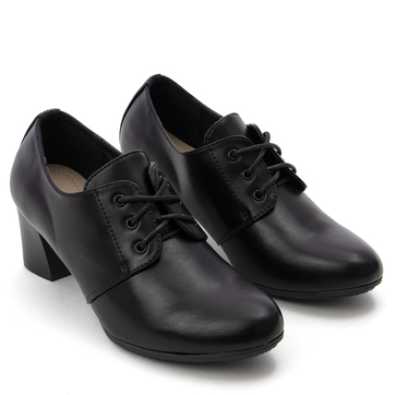Елегантни дамски обувки с връзки и удобен ток YEHJ-183-1 black