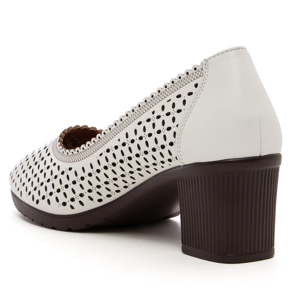 Дамски обувки на ток с перфорация P9703 white
