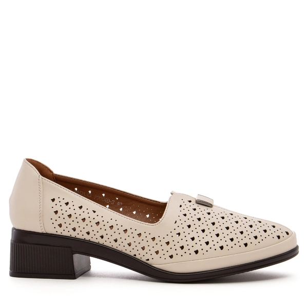 Дамски обувки (ГОЛЕМИ РАЗМЕРИ) на нисък ток с перфорация P9004D beige