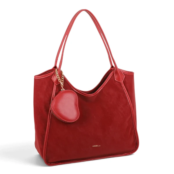 Дамска чанта - елегантна и красива с изчистен дизайн, удобни дълги дръжки и стилен външен вид XS6558P red