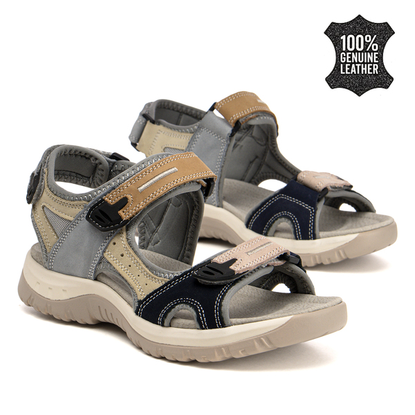 Дамски спортни сандали от естествена кожа - удобно прилягане, стабилна подметка, създадени за продължително носене през активни летни дни RS2015 grey