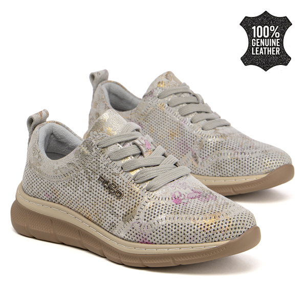 Дамски обувки от естествена кожа – удобнo ежедневн0 решениe с перфорирани детайли и стабилна подметка за продължително носене DP7573 grey