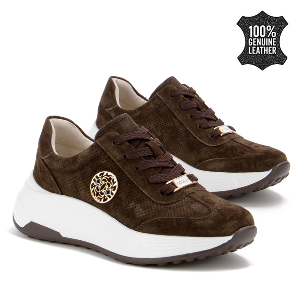 Дамски маратонки от естествен велур – модерен ежедневен модел с удобна платформа, свежа визия и комфорт за динамични дни XW1030 coffee