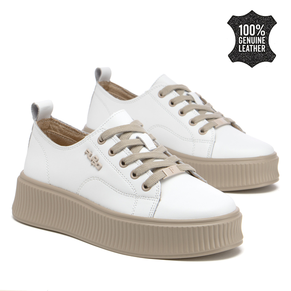 Дамски кецове от естествена кожа – модерна форма, комфортна подметка и стилен дизайн, подходящи за ежедневно носене и удобство DP6122 white