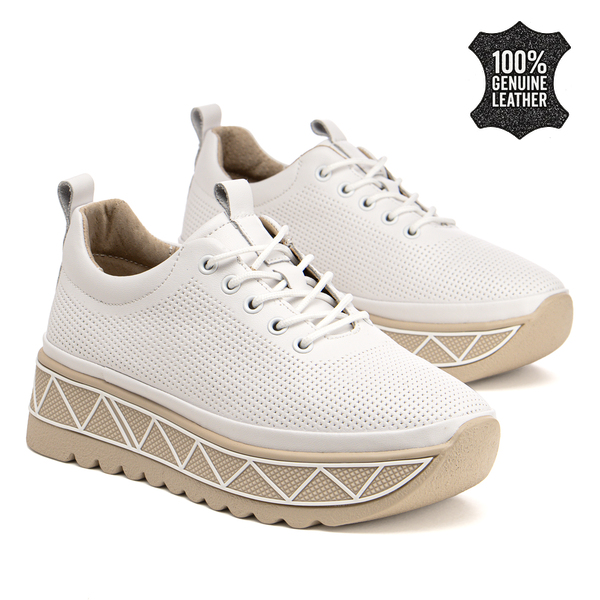 Дамски обувки от естествена кожа – удобен дизайн с модерна визия и стабилна подметка за комфорт през целия ден DP7705 white