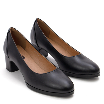 Елегантни дамски обувки с нисък ток от висококачествена кожа за продължителна употреба без умора на краката YCC-112 black