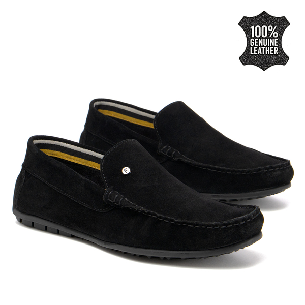 Мъжки мокасини от естествен велур – елегантен модел тип slip-on с фино оформена предна част и гъвкава подметка, създаден за стилно ежедневно носене MP923 black