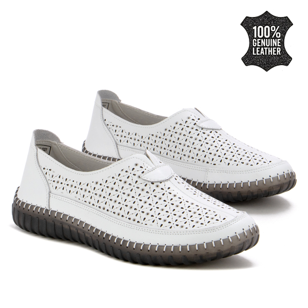 Дамски обувки от естествена кожа – премиум ежедневен модел с прецизна изработка, много удобни и леки, подходящи за динамично ежедневие XW1027 white