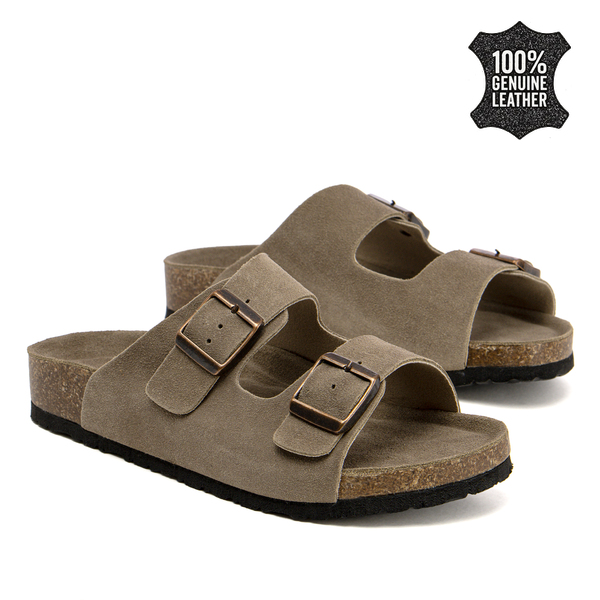 Дамски чехли от естествен велур – комфорт при всяка крачка с две каишки и модерно излъчване за различни ежедневни комбинации HF1001 khaki