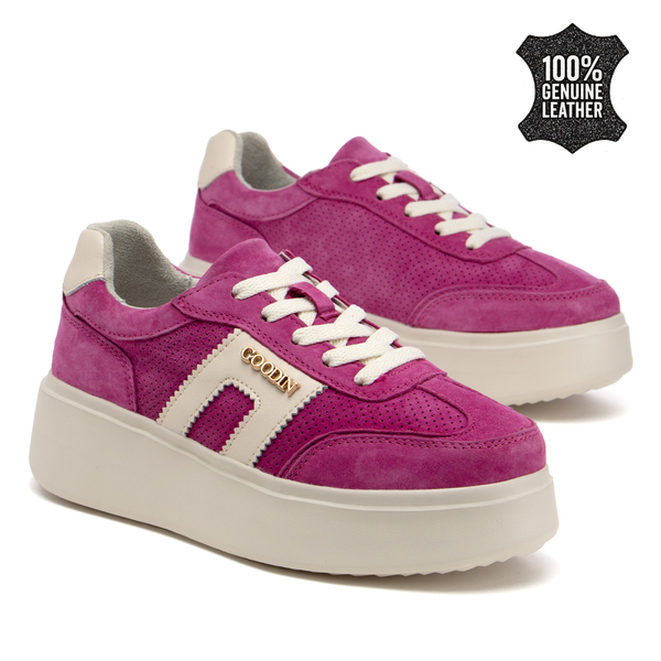 Дамски кецове от естествен велур – стилна визия с дебела подметка за съвременно и впечатляващо ежедневно присъствие FT128 fuchsia