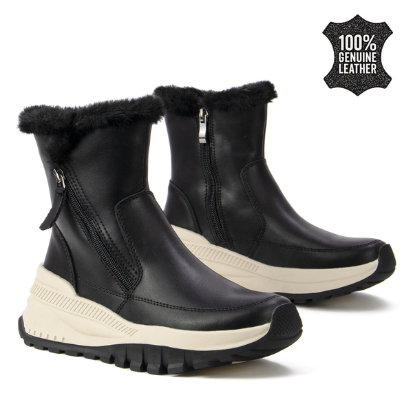 Дамски боти от естествена кожа – модерен зимен модел с топла вътрешност, стабилна подметка и комфортно усещане за ежедневна елегантност DBT7157 black
