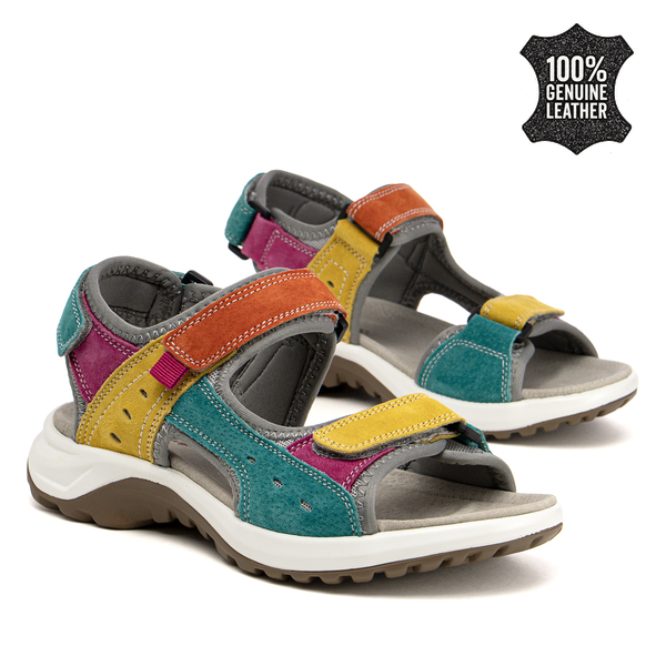 Дамски спортни сандали от естествена кожа - удобно прилягане, стабилна подметка, създадени за продължително носене през активни летни дни RS2012 yellow