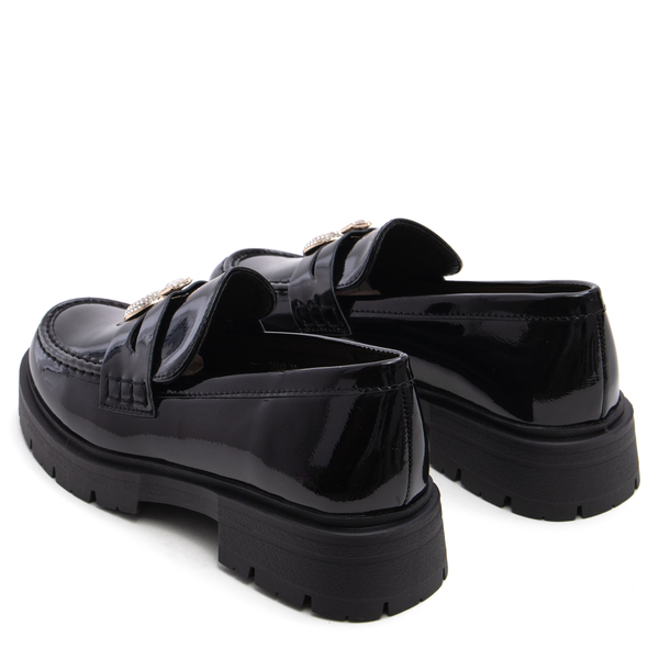 Елегантни дамски обувки с декоративни бижута и удобна подметка T604 black