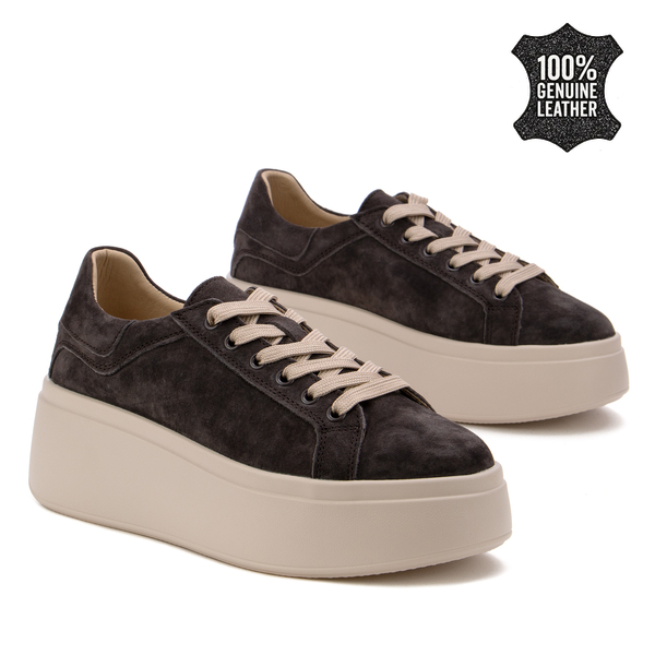 Дамски кецове от естествен велур – леки, удобни и създадени за дълго носене, с модерна дебела подметка и приятен ежедневен комфорт LX1072 coffee