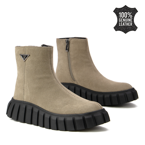 Дамски боти от естествен велур с удобна подметка – леки, удобни и модерни, подходящи за целодневно носене и ежедневен стил DBT6301 taupe