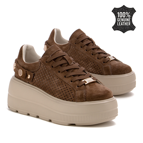 Дамски кецове от естествен велур – елегантен модел с внимание към детайла, стабилна подметка и отличителен външен вид XW1039 brown