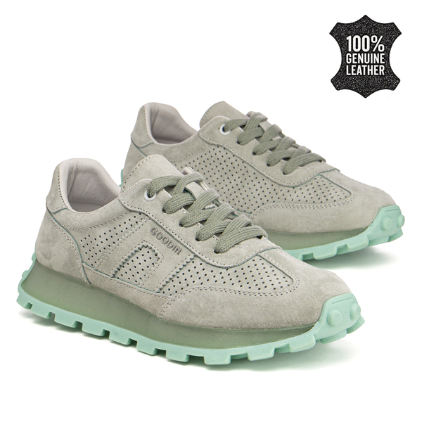 Дамски маратонки от естесвена кожа - модерна визия с изчистен дизайн и удобно усещане при ходене през целия ден XF237 mint