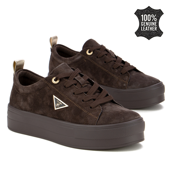 Модерни дамски кецове от естествен велур – стабилна подметка, съвременно излъчване и удобно усещане при всяка стъпка DP3533 brown