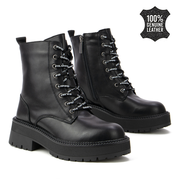 Дамски боти от естествена кожа – стилен модел с акцент във връзките и комфорт за уверено ежедневно носене DBT7255 black