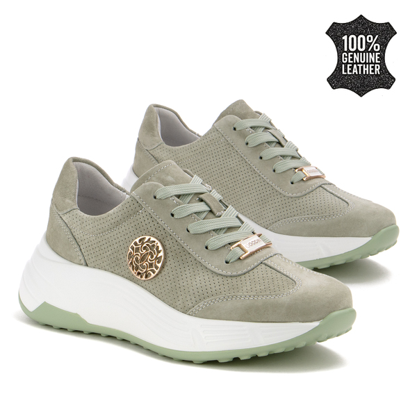 Дамски маратонки от естествен велур – модерен ежедневен модел с удобна платформа, свежа визия и комфорт за динамични дни XW1030 mint