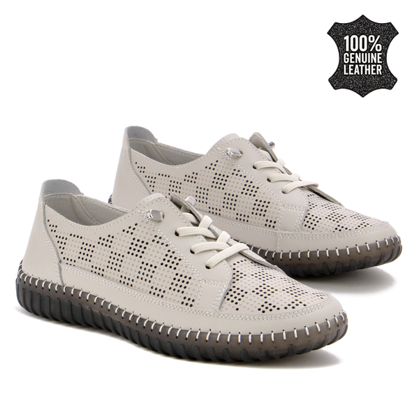 Дамски обувки от естествена кожа – премиум ежедневен модел с прецизна изработка, много удобни и леки, подходящи за динамично ежедневие XW1028 beige