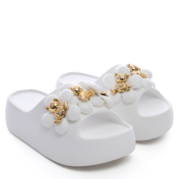 Стилни чехли на дебела подметка с декоративни елементи BG181 white