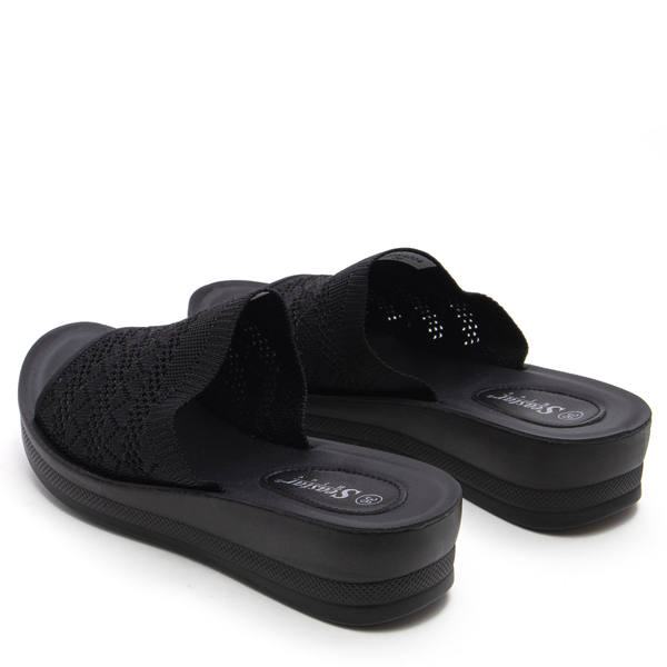 Дамски анатомични чехли с плетен дизайн 23SA004 black