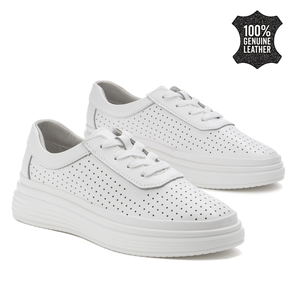 Дамски кецове от естествена кожа – олекотени с изчистена визия, гъвкава конструкция и лесно комбиниране в ежедневни визии XF128 white