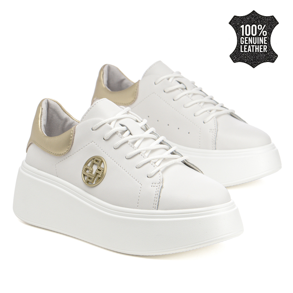 Удобни дамски кецове от естествена кожа – стилна платформа и практичен дизайн за всяка активна дама DP6058 white