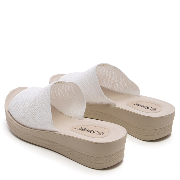 Дамски анатомични чехли с плетен дизайн 23SA004 white
