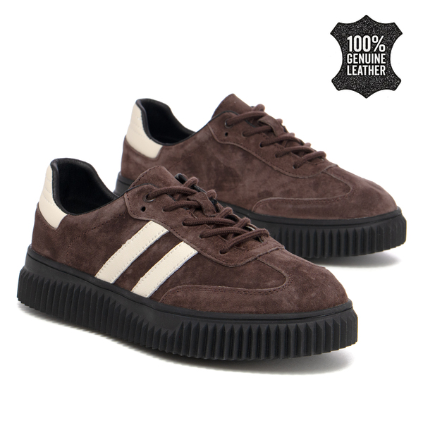 Дамски кецове от естествен велур – стилен модел с модерна подметка и изразителни елементи за съвременно излъчване XF199 coffee