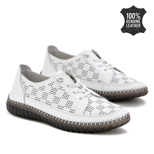 Дамски обувки от естествена кожа – премиум ежедневен модел с прецизна изработка, много удобни и леки, подходящи за динамично ежедневие XW1028 white