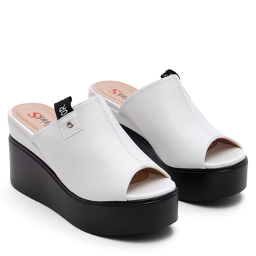 Дамски чехли на платформа с елегантен дизайн EK05 white