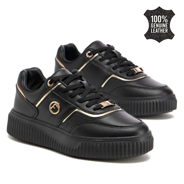 Ежедневни дамски кецове от естествена кожа - лека анатомична подметка за ежедневен комфорт и стил DP6727 black