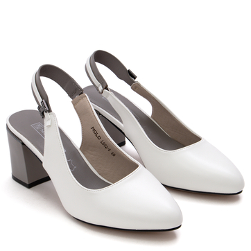 Елегантни дамски обувки с отворена пета и стабилен ток L692-5 white
