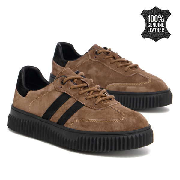 Дамски кецове от естествен велур – стилен модел с модерна подметка и изразителни елементи за съвременно излъчване XF199 brown