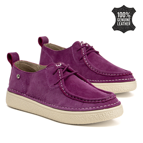 Дамски мокасини от естествен велур – удобни при продължително носене с приятна визия и стабилност при движение DP7604 fuchsia