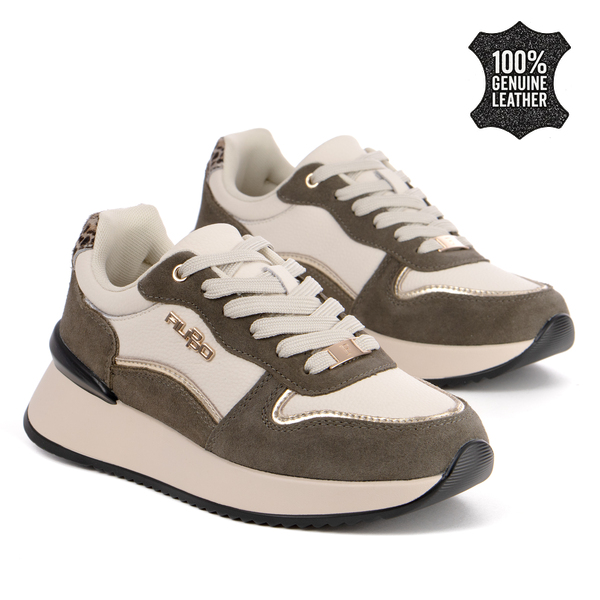 Дамски маратонки от естествена кожа – стилен модел с елегантни линии, леко усещане и комфортна подметка DP7103 wh/br