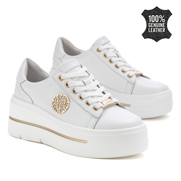 Дамски кецове от естествена кожа – изискан модел с приятно усещане при носене, стабилна подметка и подчертано стилно излъчване за всеки ден XW1021 white